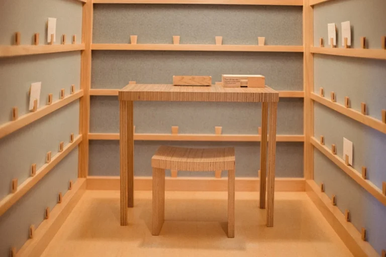 Minimalist Shop Display Wood Shelves Clean