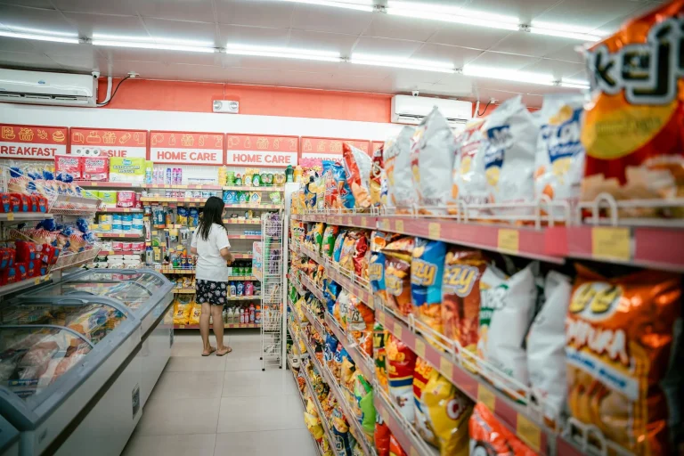 Minimarket Aisle Snack Shelves